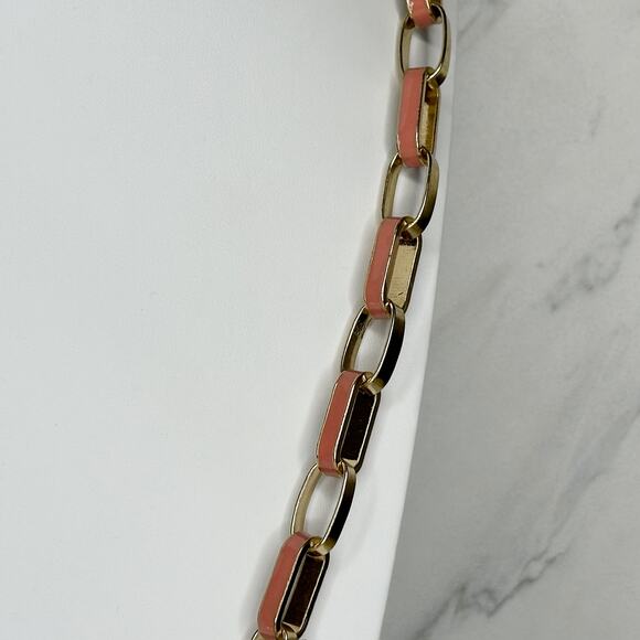 New York & Company Gold Tone and Light Pink Long Chain Link Necklace - Picture 9 of 10